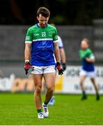 29 September 2024; Sam Doran of Johnstownbridge reacts after his side's defeat in the Kildare County Senior Club Football Championship quarter-final match between Naas and Johnstownbridge at Manguard Park Hawkfield in Newbridge, Kildare. Photo by Tyler Miller/Sportsfile