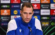 2 October 2024; Radosav Petrovic speaks to the media during an APOEL press conference at Tallaght Stadium in Dublin. Photo by Ben McShane/Sportsfile