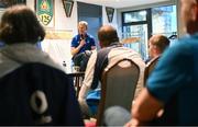 8 October 2024; Head coach Leo Cullen during a Leinster Rugby Supporters Q&A at Bective Rangers RFC in Dublin. Photo by Ramsey Cardy/Sportsfile