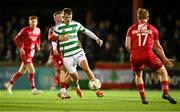 9 October 2024; Maik Nawrocki of Celtic in action against Kailin Barlow of Sligo Rovers during the mid-season friendly match between Sligo Rovers and Celtic FC at The Showgrounds in Sligo. Photo by Piaras Ó Mídheach/Sportsfile