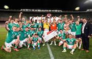 9 October 2024; Ireland players and officials celebrate after winning the Toyota Challenge Match between Toyota Cheetahs and Emerging Ireland at Toyota Stadium in Bloemfontein, South Africa. Photo by Johan Pretorius/Sportsfile