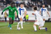 10 October 2024; Festy Ebosele of Republic of Ireland during the UEFA Nations League B Group 2 match between Finland and Republic of Ireland at the Helsinki Olympic Stadium in Helsinki, Finland. Photo by Stephen McCarthy/Sportsfile