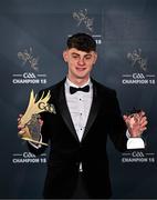 11 October 2024; Charlie Mitchell of Offaly receives his 2024 Joe McDonagh Player of the Year award during the GAA Champion 15 Awards ceremony at Croke Park in Dublin. Photo by Sam Barnes/Sportsfile