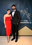 11 October 2024; Offaly hurler Ben Conneely with his wife Helen upon arrival at the GAA Champion 15 Awards ceremony at Croke Park in Dublin. Photo by Sam Barnes/Sportsfile