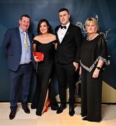 11 October 2024; Offaly hurler Cillian Kiely with Claire Lynch and his parents Séamus and Mary upon arrival at the GAA Champion 15 Awards ceremony at Croke Park in Dublin. Photo by Sam Barnes/Sportsfile