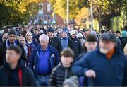 12 October 2024; Supporters arrive before the United Rugby Championship match between Leinster and Munster at Croke Park in Dublin. Photo by David Fitzgerald/Sportsfile