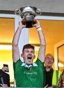 12 October 2024; Mohill captain Shane Quinn lifts the cup after the Leitrim County Senior Club Football Championship final replay match between Ballinamore Seán O'Heslins and Mohill at Ballinamore Seán O'Heslin's GAA Club in Ballinamore, Leitrim. Photo by Ben McShane/Sportsfile