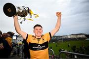 13 October 2024; St Eunan's captain Kieran Tobin lifts the trophy after the Donegal County Senior Club Football Championship final match between Dungloe and St Eunan’s at MacCumhaill Park in Ballybofey, Donegal. Photo by Ramsey Cardy/Sportsfile