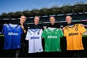 14 October 2024; In attendance are, from left, Munster representive Paul Shankey, Connacht manager Padraic Joyce, Leinster manager Dessie Dolan and Ulster manager Kieran Donnelly during the Allianz GAA Football Inter-Provincial Series Briefing at Croke Park in Dublin. Photo by David Fitzgerald/Sportsfile