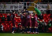 11 October 2024; Norway players celebrate after their first goal during the UEFA European U21 Championship qualifier match between Republic of Ireland and Norway at Turner's Cross in Cork. Photo by Ben McShane/Sportsfile