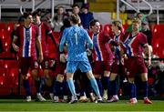 11 October 2024; Norway players celebrate after their first goal during the UEFA European U21 Championship qualifier match between Republic of Ireland and Norway at Turner's Cross in Cork. Photo by Ben McShane/Sportsfile