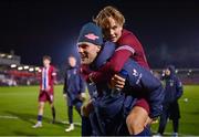 11 October 2024; Andreas Schjelderup of Norway, right, celebrates after the UEFA European U21 Championship qualifier match between Republic of Ireland and Norway at Turner's Cross in Cork. Photo by Ben McShane/Sportsfile