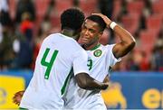 15 October 2024; Aidomo Emakhu, right, and James Abankwah of Republic of Ireland after the UEFA European U21 Championship qualifier match between Italy and Republic of Ireland at Stadio Nereo Rocco in Trieste, Italy. Photo by Igor Kupljenik/Sportsfile