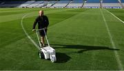 17 October 2024; Darren Jepson, Lead Groundsman, lines the '40m Arc' as Croke Park prepares to host the Allianz GAA Football Interprovincial Championship Series this weekend. Photo by Ray McManus/Sportsfile