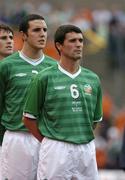 18 August 2004; Roy Keane and John O'Shea, Republic of Ireland, stand for the national anthem before the start of the game. International Friendly, Republic of Ireland v Bulgaria, Lansdowne Road, Dublin. Picture credit; David Maher / SPORTSFILE