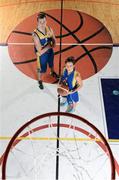 25 September 2013; UL Eagles' Neil Campbell and Kathryn Fahy, UL Huskies, during the launch of the Basketball Ireland 2013/2014 Season at the National Basketball Arena, Tallaght, Dublin. Picture credit: Stephen McCarthy / SPORTSFILE