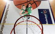 25 September 2013; Liffey Celtics' Ailbhe O'Connor, left, and Aine O'Connor during the launch of the Basketball Ireland 2013/2014 Season at the National Basketball Arena, Tallaght, Dublin. Picture credit: Stephen McCarthy / SPORTSFILE