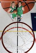 25 September 2013; Liffey Celtics' Ailbhe O'Connor, left, and Aine O'Connor during the launch of the Basketball Ireland 2013/2014 Season at the National Basketball Arena, Tallaght, Dublin. Picture credit: Stephen McCarthy / SPORTSFILE