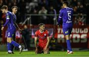 18 October 2024; John Martin of Shelbourne reacts after a missed opportunity on goal during the SSE Airtricity Men's Premier Division match between Shelbourne and Waterford at Tolka Park in Dublin. Photo by Thomas Flinkow/Sportsfile