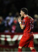 18 October 2024; Ali Coote of Shelbourne reacts after a missed opportunity on goal during the SSE Airtricity Men's Premier Division match between Shelbourne and Waterford at Tolka Park in Dublin. Photo by Thomas Flinkow/Sportsfile