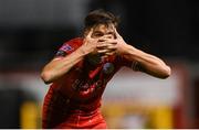 18 October 2024; Sean Boyd of Shelbourne celebrates after scoring his side's first goal during the SSE Airtricity Men's Premier Division match between Shelbourne and Waterford at Tolka Park in Dublin. Photo by Stephen McCarthy/Sportsfile