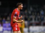 18 October 2024; Sean Boyd of Shelbourne celebrates after scoring his side's first goal during the SSE Airtricity Men's Premier Division match between Shelbourne and Waterford at Tolka Park in Dublin. Photo by Stephen McCarthy/Sportsfile