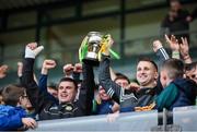 20 October 2024; Kilcormac-Killoughey captain Conor Slevin, right, lifts the cup with teammate Cillian Kelly after the Offaly County Senior Club Hurling Championship final match between Kilcormac-Killoughey and Ballinamere at Glenisk O'Connor Park in Tullamore, Offaly. Photo by Tom Beary/Sportsfile