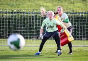 21 October 2024; Goalkeepers Katie Keane and Grace Moloney, right, during a Republic of Ireland women's training session at the FAI National Training Centre in Abbotstown, Dublin. Photo by Stephen McCarthy/Sportsfile