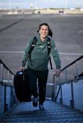 22 October 2024; Republic of Ireland's Niamh Fahey at Dublin Airport ahead of the team's departure to Tbilisi for their UEFA Women's EURO 2025 Play-off first round first leg match against Georgia on Friday. Photo by Stephen McCarthy/Sportsfile