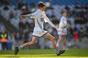 22 October 2024; Timmy Sheehan of Bishop Galvin NS during the match between Bishop Galvin NS, Dublin and St Mary's BNS, Rathfarnham, Dublin, on day two of the Allianz Cumann na mBunscol Finals at Croke Park in Dublin. Photo by Ramsey Cardy/Sportsfile