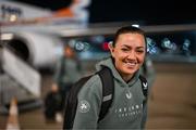 22 October 2024; Republic of Ireland's Katie McCabe at Tbilisi International Airport on the team's arrival in Georgia for their UEFA Women's EURO 2025 Play-off first round first leg match against Georgia on Friday. Photo by Stephen McCarthy/Sportsfile