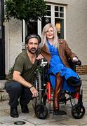 24 October 2024; Jim Aughney, Race Director of the Dublin Marathon, along with Declan Bolger, CEO of Irish Life, presented a €20,000 donation to Debra Ireland today. Pictured alongside actor Colin Farrell, who is running the 2024 Irish Life Dublin Marathon for Debra in honour of his close friend, Emma Fogarty, the longest-surviving person with epidermolysis bullosa (EB). Debra supports individuals living with this severe skin condition. Emma will join Colin on the last 4km of the journey to the finish line to mark her miraculous 40th birthday. Photo by Seb Daly/Sportsfile