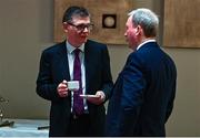 24 October 2024; Ard Stiúrthóir of the GAA Tom Ryan, left, speaks to GAA Handball president Conor McDonnell during opening ceremony of the O'Neills.com World 4-Wall Championships at the Hotel Kilkenny in Kilkenny. Photo by Stephen Marken/Sportsfile