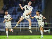 25 October 2024; James Clarke of Bohemians celebrates after scoring his side's first goal during the SSE Airtricity Men's Premier Division match between Waterford and Bohemians at the Regional Sports Centre in Waterford. Photo by Michael P Ryan/Sportsfile