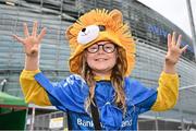 26 October 2024; Leinster supporter Darcie Allen, age eight, from Termonfeckin, Louth, before the United Rugby Championship match between Leinster and Emirates Lions at the Aviva Stadium in Dublin. Photo by Seb Daly/Sportsfile