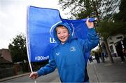 26 October 2024; Leinster supporter Thomas Murphy, age eight, from Enniscorthy, Wexford, before the United Rugby Championship match between Leinster and Emirates Lions at the Aviva Stadium in Dublin. Photo by Seb Daly/Sportsfile