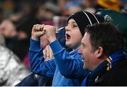 26 October 2024; A young Leinster suporter during the United Rugby Championship match between Leinster and Emirates Lions at the Aviva Stadium in Dublin. Photo by Seb Daly/Sportsfile