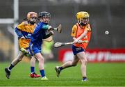 26 October 2024; Under 10 children, from various Clare GAA Clubs, play an exhibition game, at half time in the Shinty International match between Ireland and Scotland at Cusack Park in Ennis, Clare. Photo by Ray McManus/Sportsfile