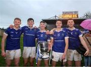 27 October 2024; Thomastown players, from left, John Donnelly, Brian Staunton, Robbie Donnelly, Stephen Donnelly, and Eddie Donnelly of Thomastown celebrate with the cup after during the Kilkenny County Senior Club Hurling Championship final match between O’Loughlin Gaels and Thomastown at UPMC Nowlan Park in Kilkenny. Photo by Michael P Ryan/Sportsfile