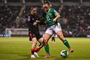 29 October 2024; Katie McCabe of Republic of Ireland in action against Gvantsa Kadagishvili of Georgia during the UEFA Women's EURO 2025 Play-Off Round 1 second leg match between Republic of Ireland and Georgia at Tallaght Stadium in Dublin. Photo by Ben McShane/Sportsfile