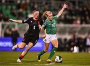 29 October 2024; Denise O'Sullivan of Republic of Ireland is tackled by Natia Danelia of Georgia during the UEFA Women's EURO 2025 Play-Off Round 1 second leg match between Republic of Ireland and Georgia at Tallaght Stadium in Dublin. Photo by Ben McShane/Sportsfile