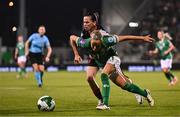 29 October 2024; Julie-Ann Russell of Republic of Ireland is tackled by Gvantsa Kadagishvili of Georgia during the UEFA Women's EURO 2025 Play-Off Round 1 second leg match between Republic of Ireland and Georgia at Tallaght Stadium in Dublin. Photo by Ben McShane/Sportsfile