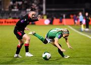 29 October 2024; Julie-Ann Russell of Republic of Ireland and Salome Gasviani of Georgia during the UEFA Women's EURO 2025 Play-Off Round 1 second leg match between Republic of Ireland and Georgia at Tallaght Stadium in Dublin. Photo by Stephen McCarthy/Sportsfile