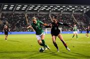 29 October 2024; Julie-Ann Russell of Republic of Ireland in action against Sopiko Narsia of Georgia during the UEFA Women's EURO 2025 Play-Off Round 1 second leg match between Republic of Ireland and Georgia at Tallaght Stadium in Dublin. Photo by Stephen McCarthy/Sportsfile