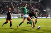 29 October 2024; Anna Patten of Republic of Ireland and Sopiko Narsia of Georgia during the UEFA Women's EURO 2025 Play-Off Round 1 second leg match between Republic of Ireland and Georgia at Tallaght Stadium in Dublin. Photo by Stephen McCarthy/Sportsfile