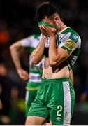 1 November 2024; Josh Honohan of Shamrock Rovers reacts after the SSE Airtricity Men's Premier Division match between Shamrock Rovers and Waterford at Tallaght Stadium in Dublin. Photo by Tyler Miller/Sportsfile