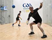 2 November 2024; Diarmuid Nash of Tuamgraney, Clare, in action against David Walsh of Mallow, Cork, in the Open Men's semi final during day eight of the O'Neills.com World 4-Wall Championships at Croke Park in Dublin. Photo by Stephen Marken/Sportsfile