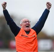 3 November 2024; Tinahely manager Martin Ging celebrates his side’s victory at the final whistle of the AIB Leinster GAA Senior Club Football Championship Round 1 match between Portarlington and Tinahely at Laois Hire O'Moore Park in Portlaoise, Laois. Photo by Tom Beary/Sportsfile