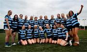 3 November 2024; The Navan RFC team pose for a photograph with the cup during the Mullingar RFC Women’s U-20 Blitz at Mullingar RFC in Westmeath. Photo by Tyler Miller/Sportsfile