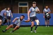 6 November 2024; Jordie Barrett, right, and Caleb Clarke during a New Zealand rugby squad training session at Wanderers Football Club in Dublin. Photo by Sam Barnes/Sportsfile